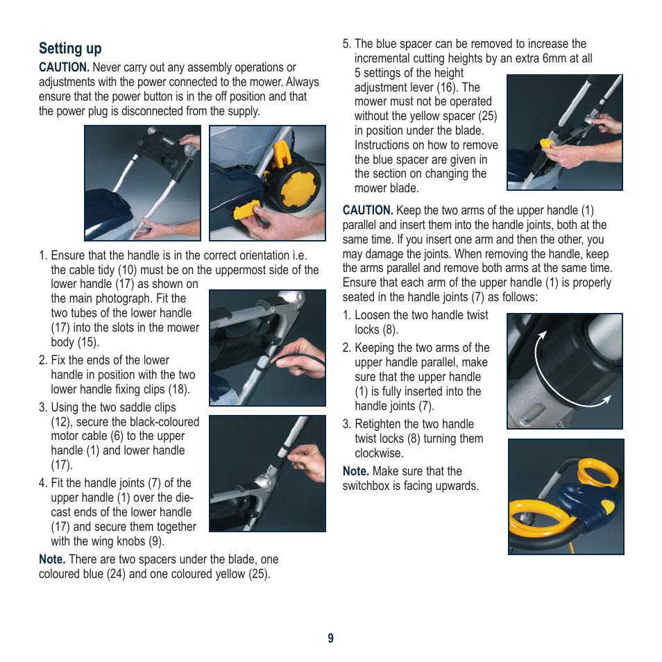 Setting up | Global Machinery Company 1700W User Manual | Page 9 / 16