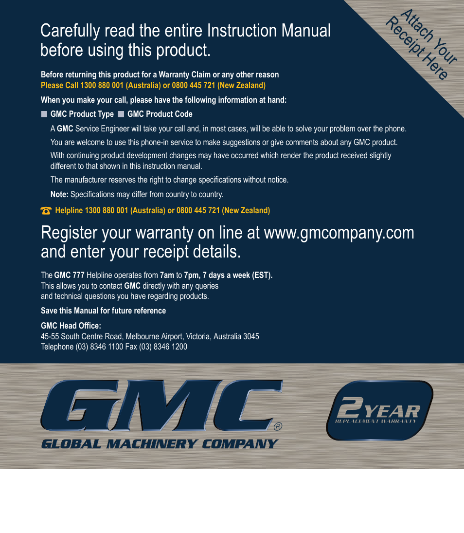 Global Machinery Company LS1375 User Manual | Page 16 / 16