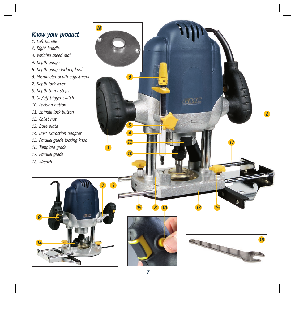 Know your product | Global Machinery Company R1200 User Manual | Page 7 / 12