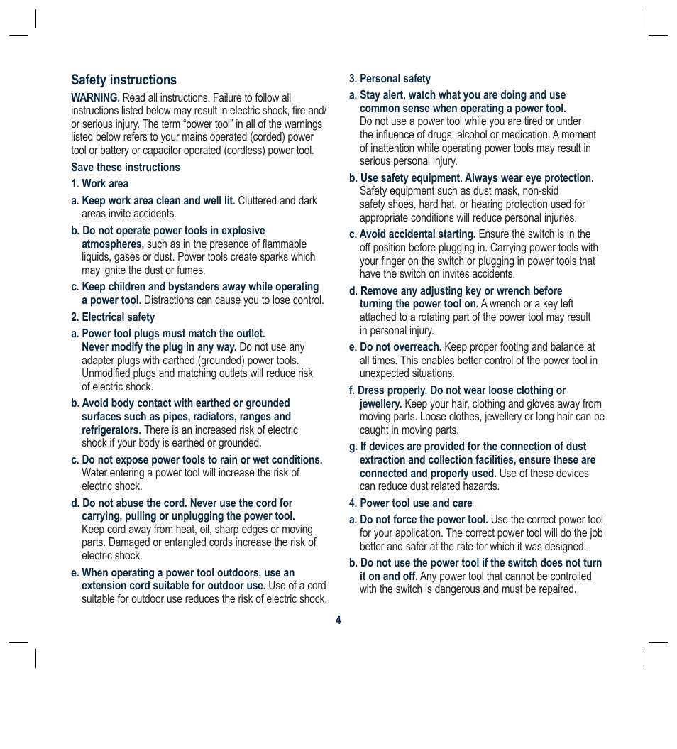 Safety instructions | Global Machinery Company FQC54V User Manual | Page 4 / 12
