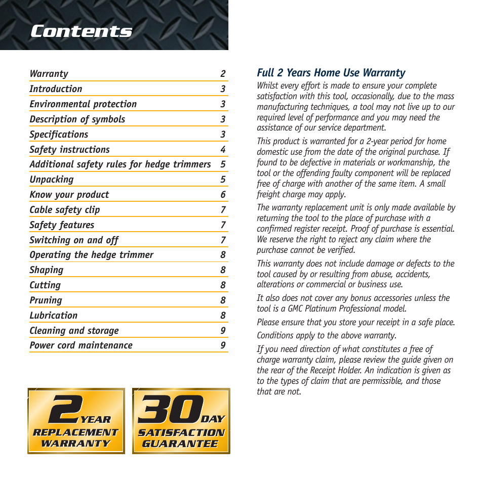 Global Machinery Company BHT500 User Manual | Page 2 / 10