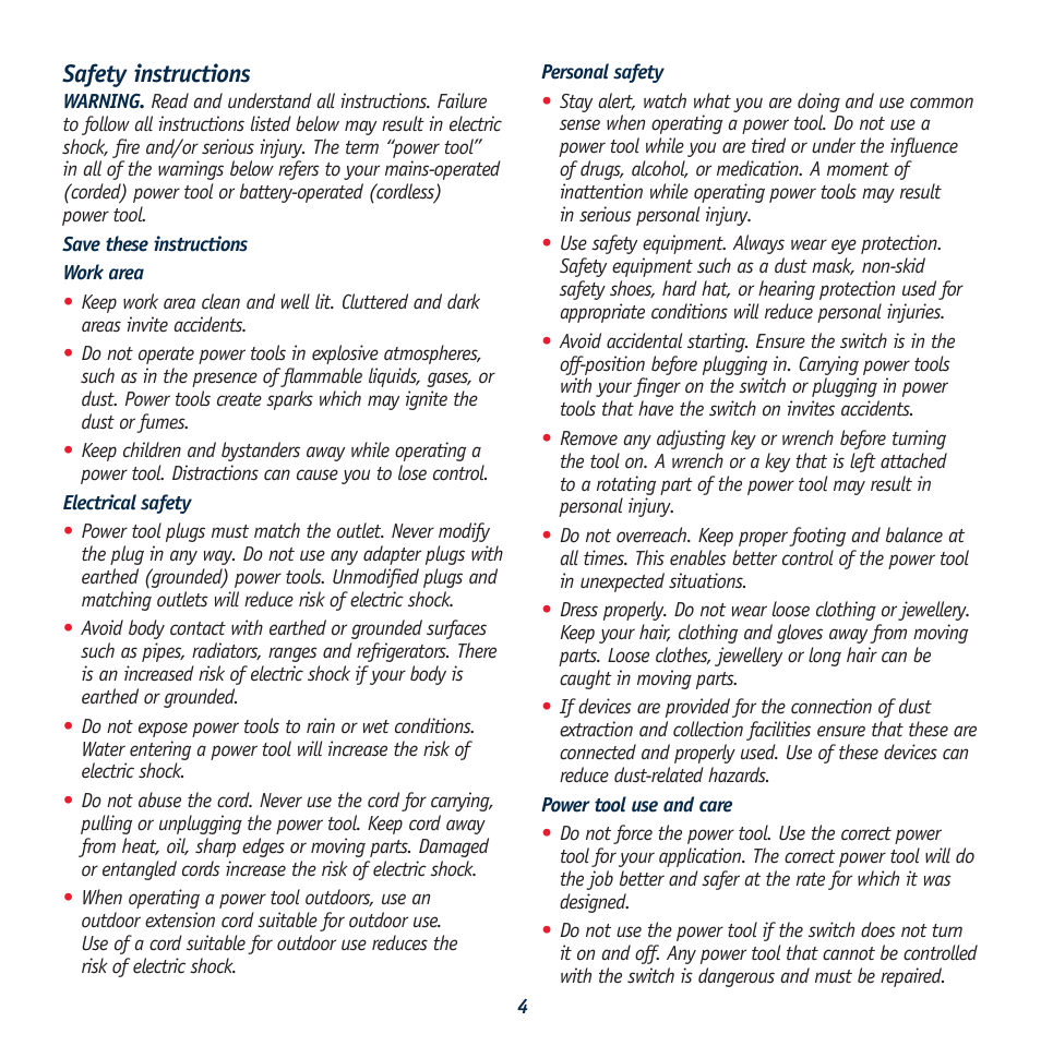 Safety instructions | Global Machinery Company BHT500 User Manual | Page 4 / 10