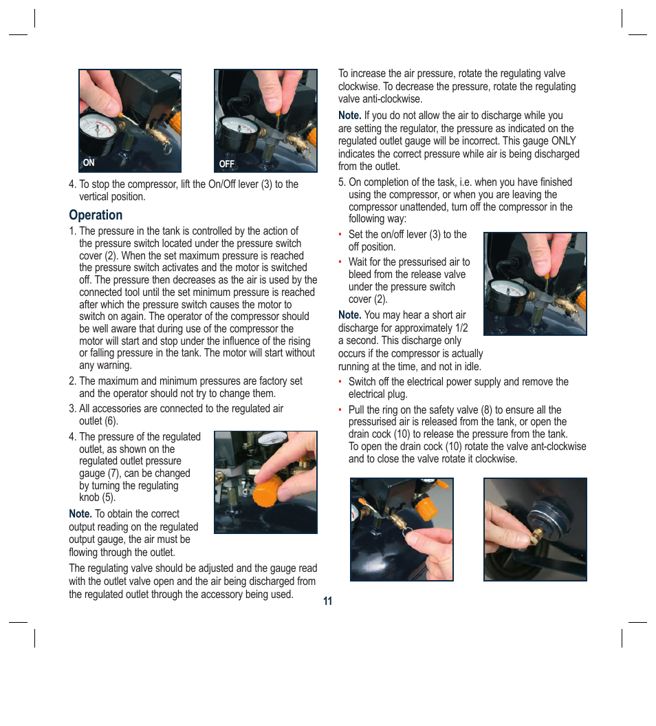 Operation | Global Machinery Company 50L User Manual | Page 11 / 16