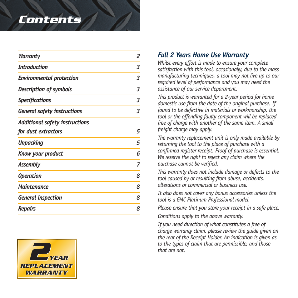 Global Machinery Company RDC100 User Manual | Page 2 / 9