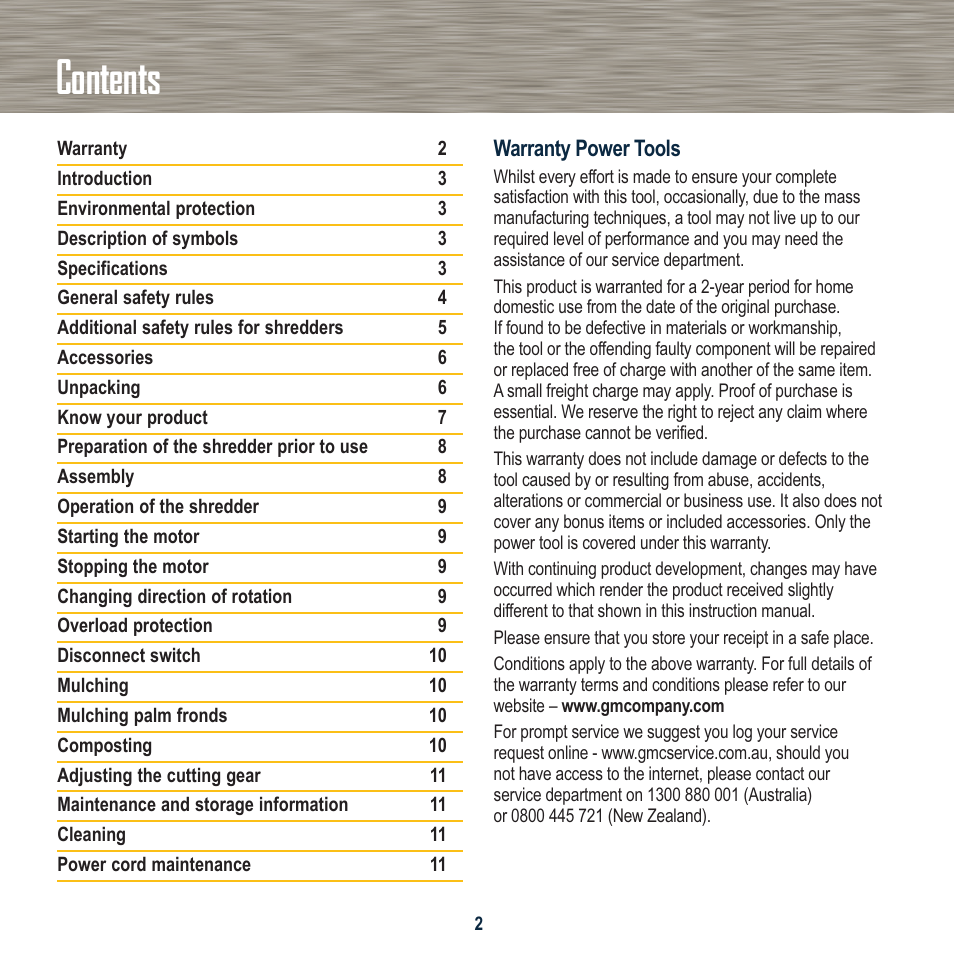 Global Machinery Company SHS2400 User Manual | Page 2 / 12