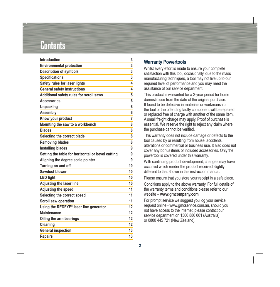 Global Machinery Company LS1620 User Manual | Page 2 / 16