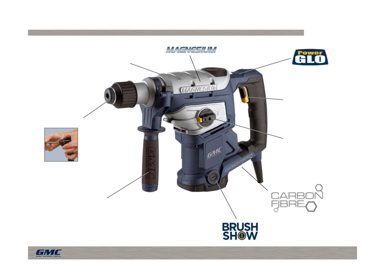 Key features, Mrhd1500cf – “super blast” rotary hammer drill | Global Machinery Company Magnesium MRHD1500CF User Manual | Page 4 / 8