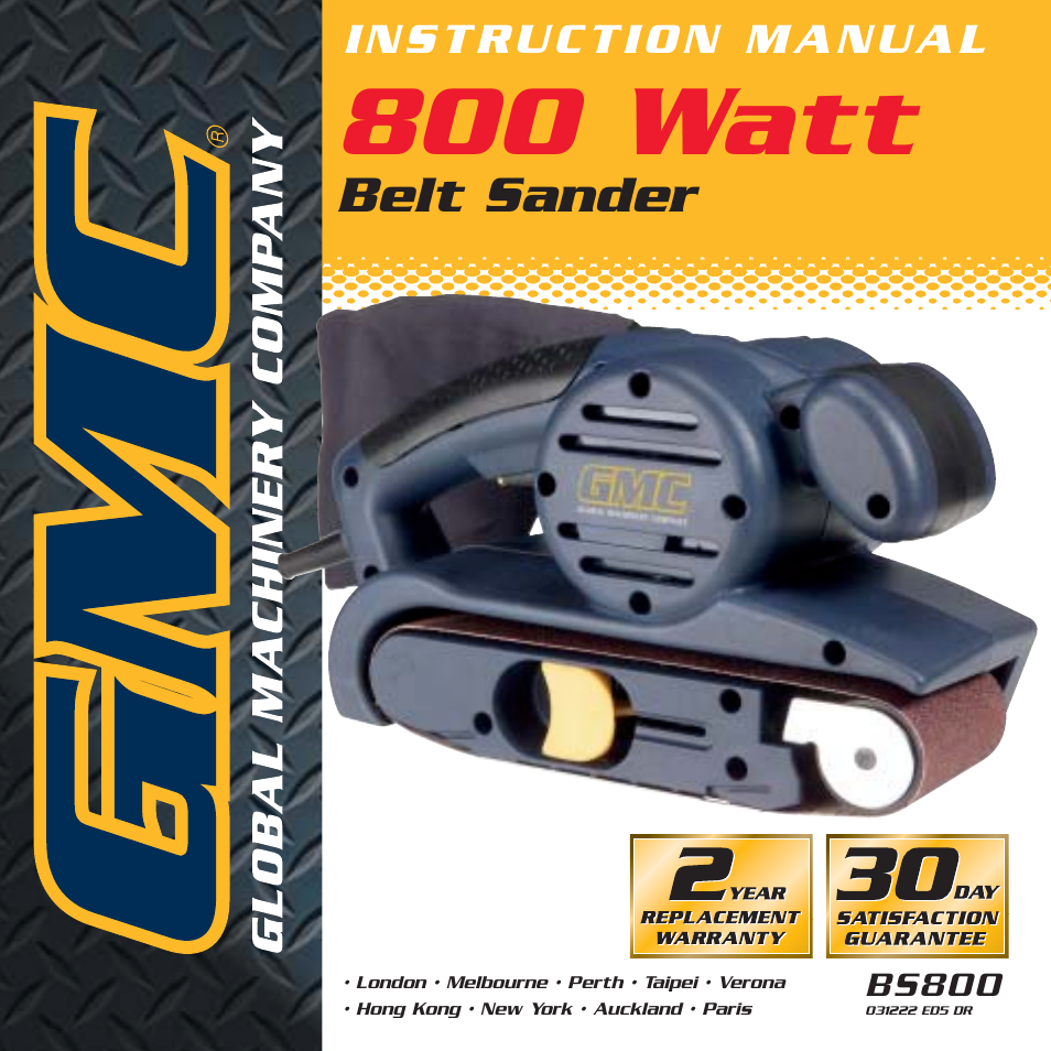 Global Machinery Company BS800 User Manual | 10 pages