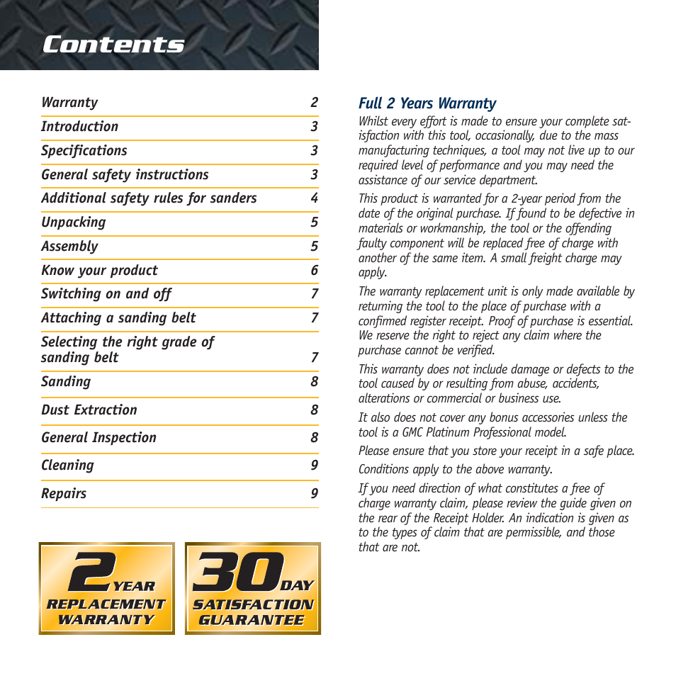 Global Machinery Company BS800 User Manual | Page 2 / 10