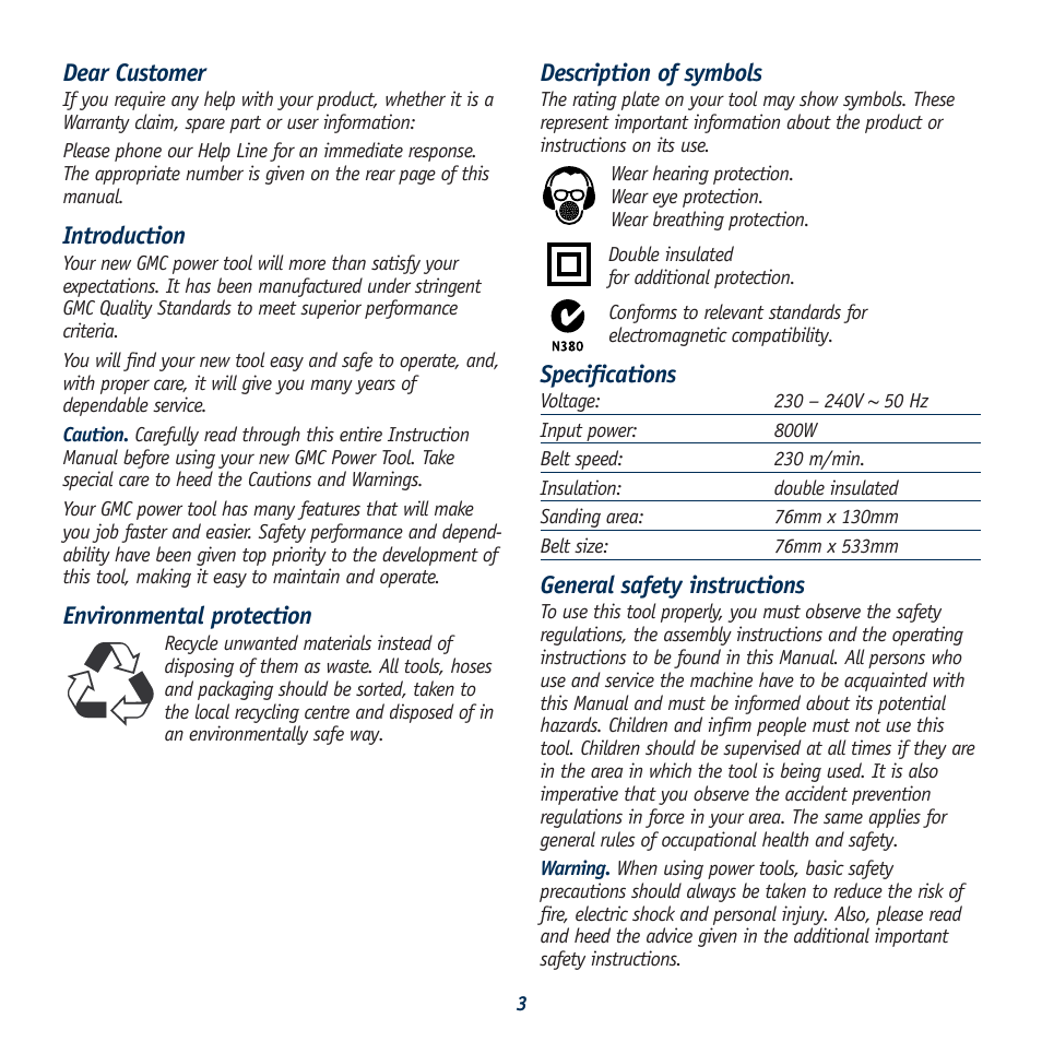 Global Machinery Company BS800 User Manual | Page 3 / 10