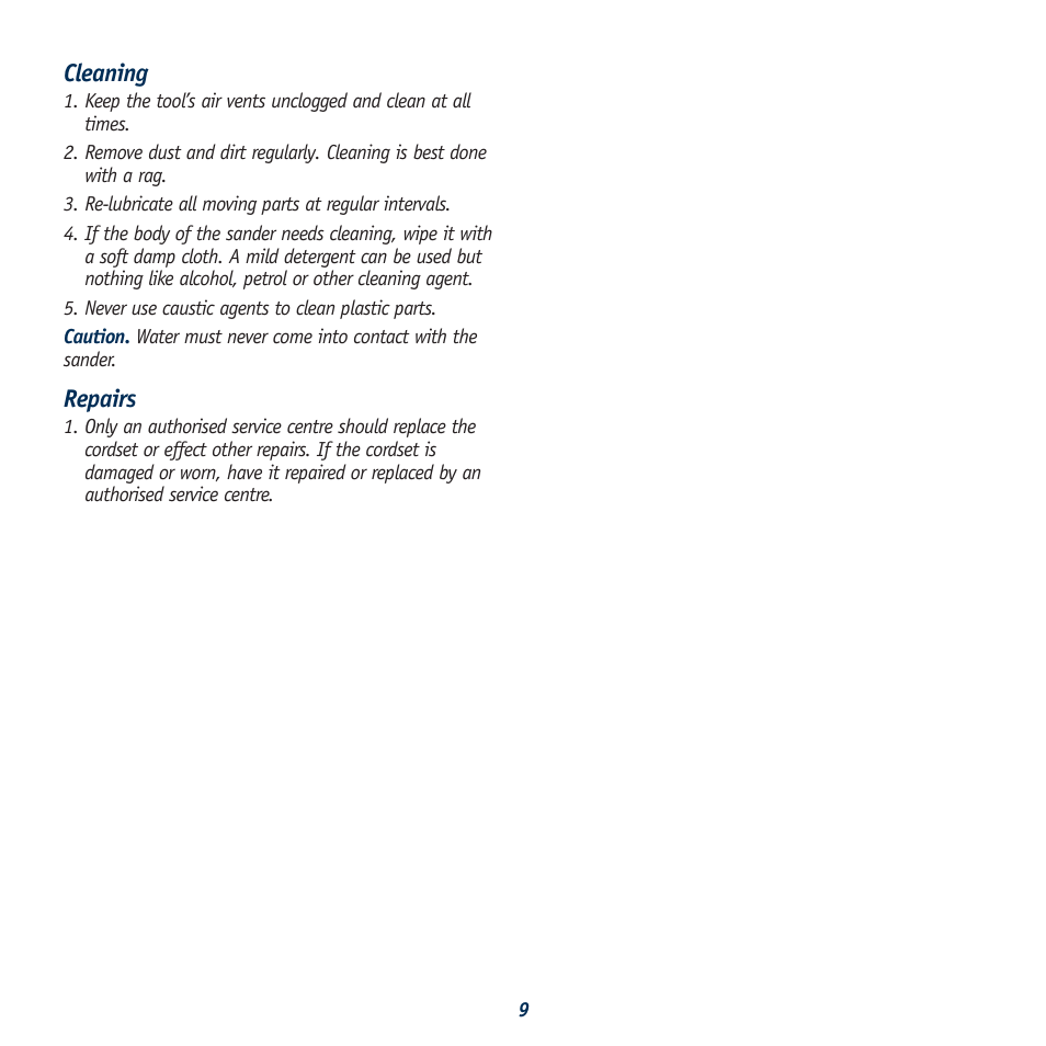 Cleaning, Repairs | Global Machinery Company BS800 User Manual | Page 9 / 10