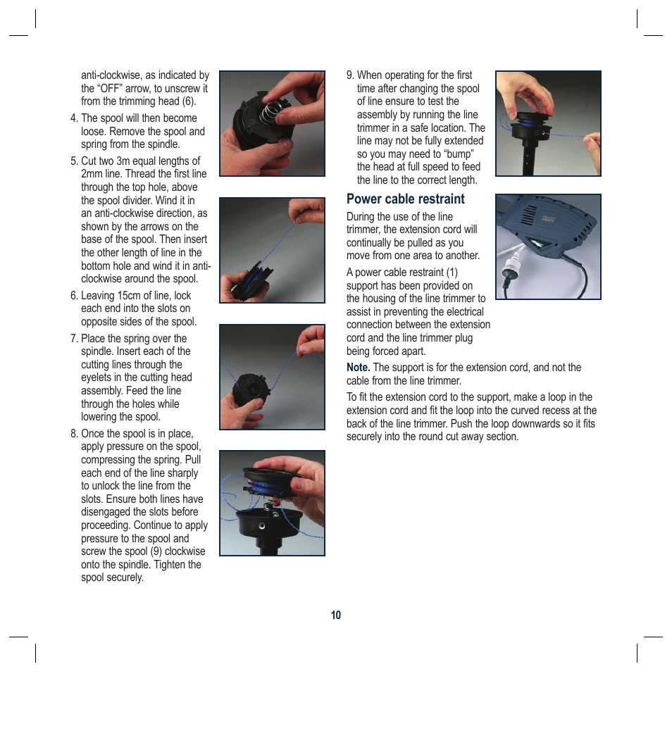 Power cable restraint | Global Machinery Company RM1000 User Manual | Page 10 / 12