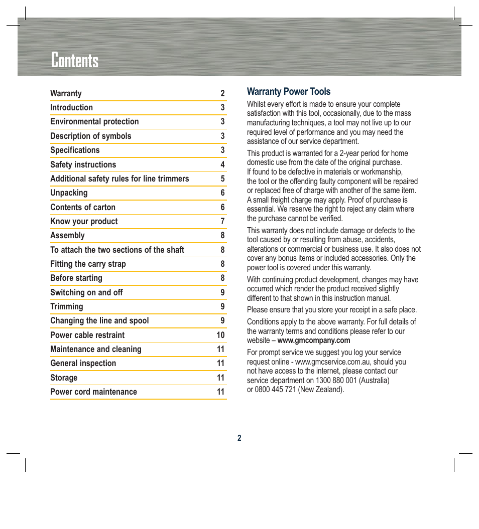 Global Machinery Company RM1000 User Manual | Page 2 / 12