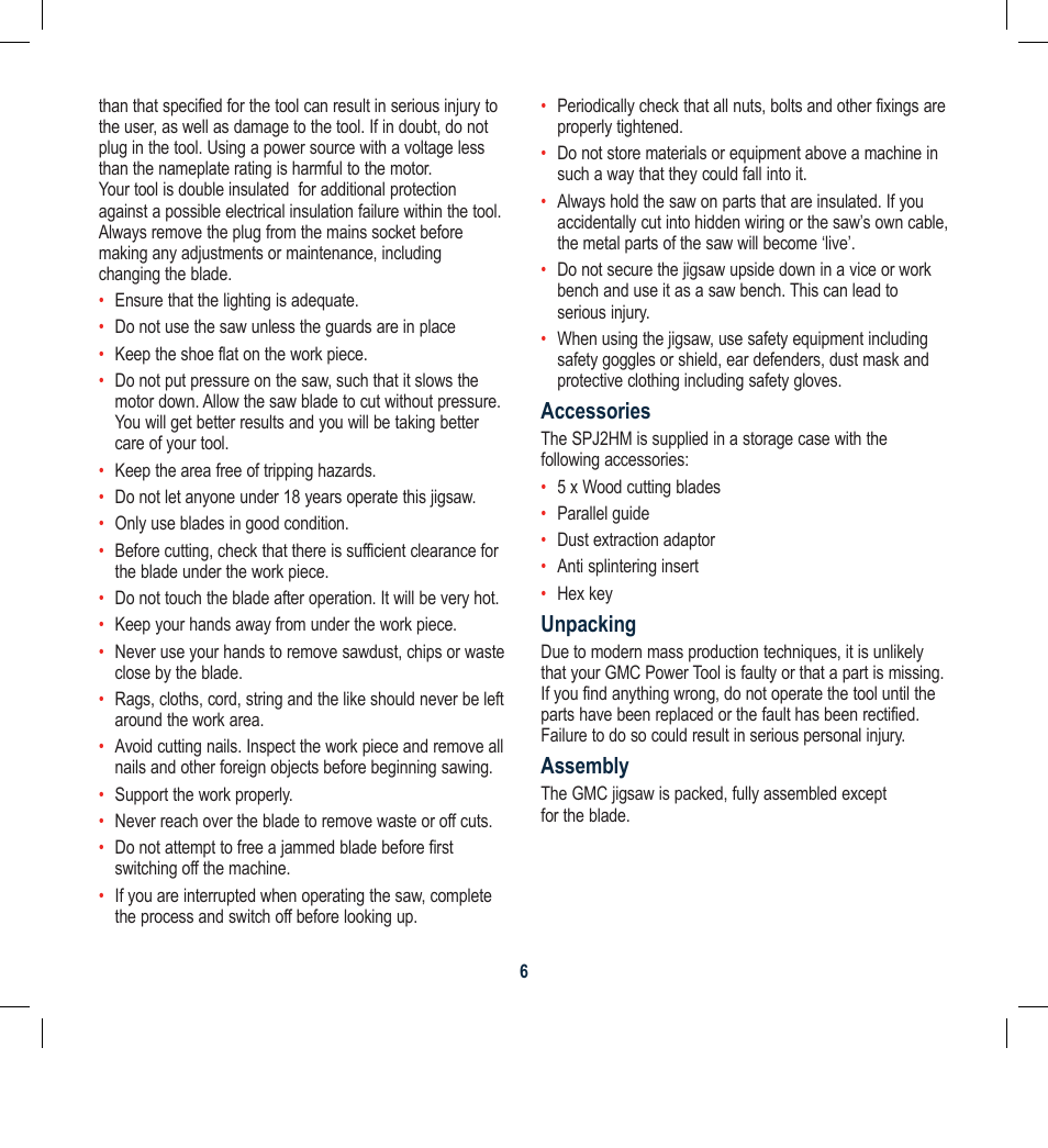 Global Machinery Company SPJ2HM User Manual | Page 6 / 16