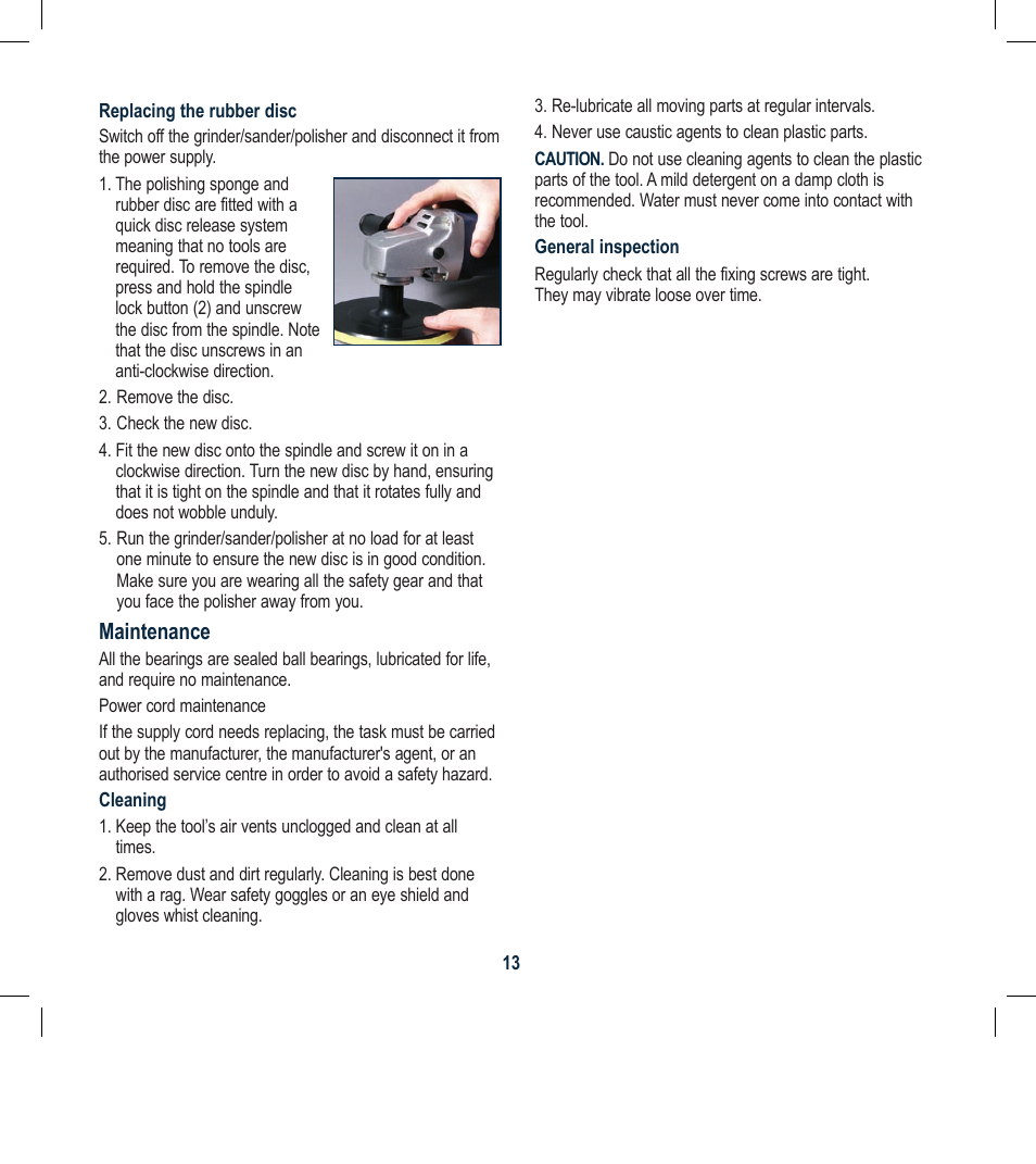 Global Machinery Company POL1450M User Manual | Page 13 / 16