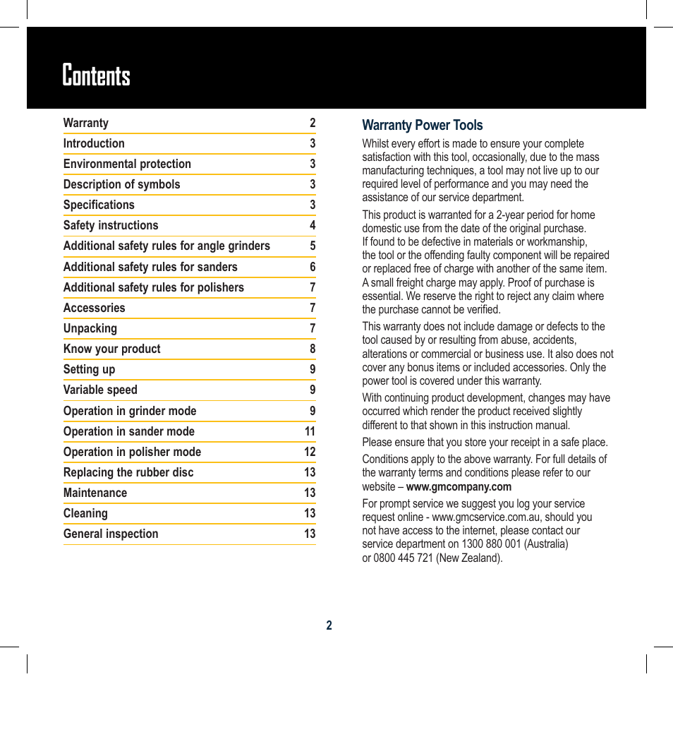 Global Machinery Company POL1450M User Manual | Page 2 / 16