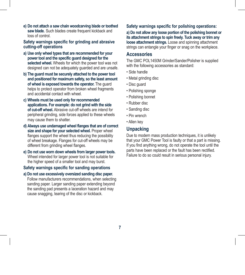 Global Machinery Company POL1450M User Manual | Page 7 / 16