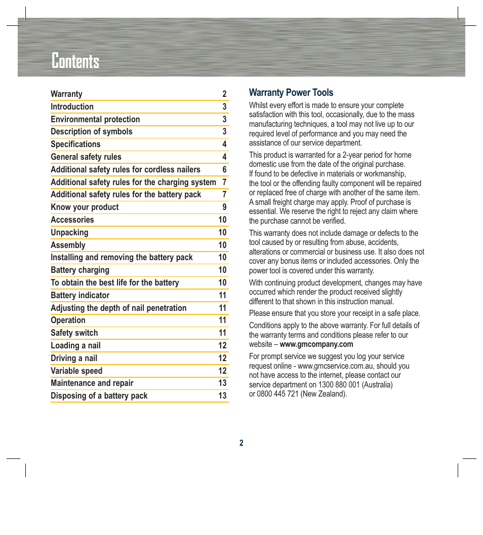 Global Machinery Company ALN18V User Manual | Page 2 / 16