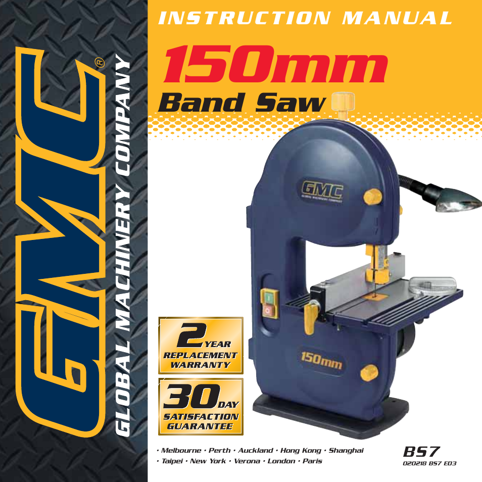 Global Machinery Company BS7 User Manual | 12 pages