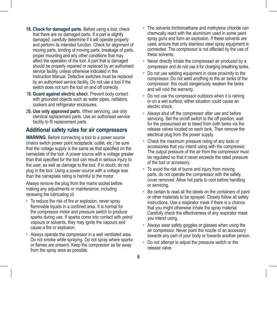 Global Machinery Company 2HP/1600W 32LT DUAL TANK COMPRESSOR WITH REMOVABLE TANK DTC32L User Manual | Page 6 / 21