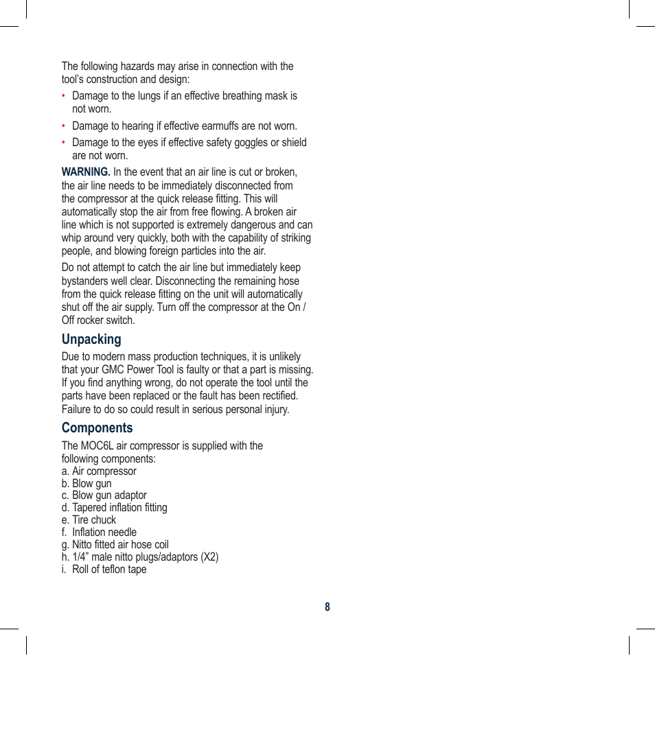 Global Machinery Company MOC6L User Manual | Page 8 / 20