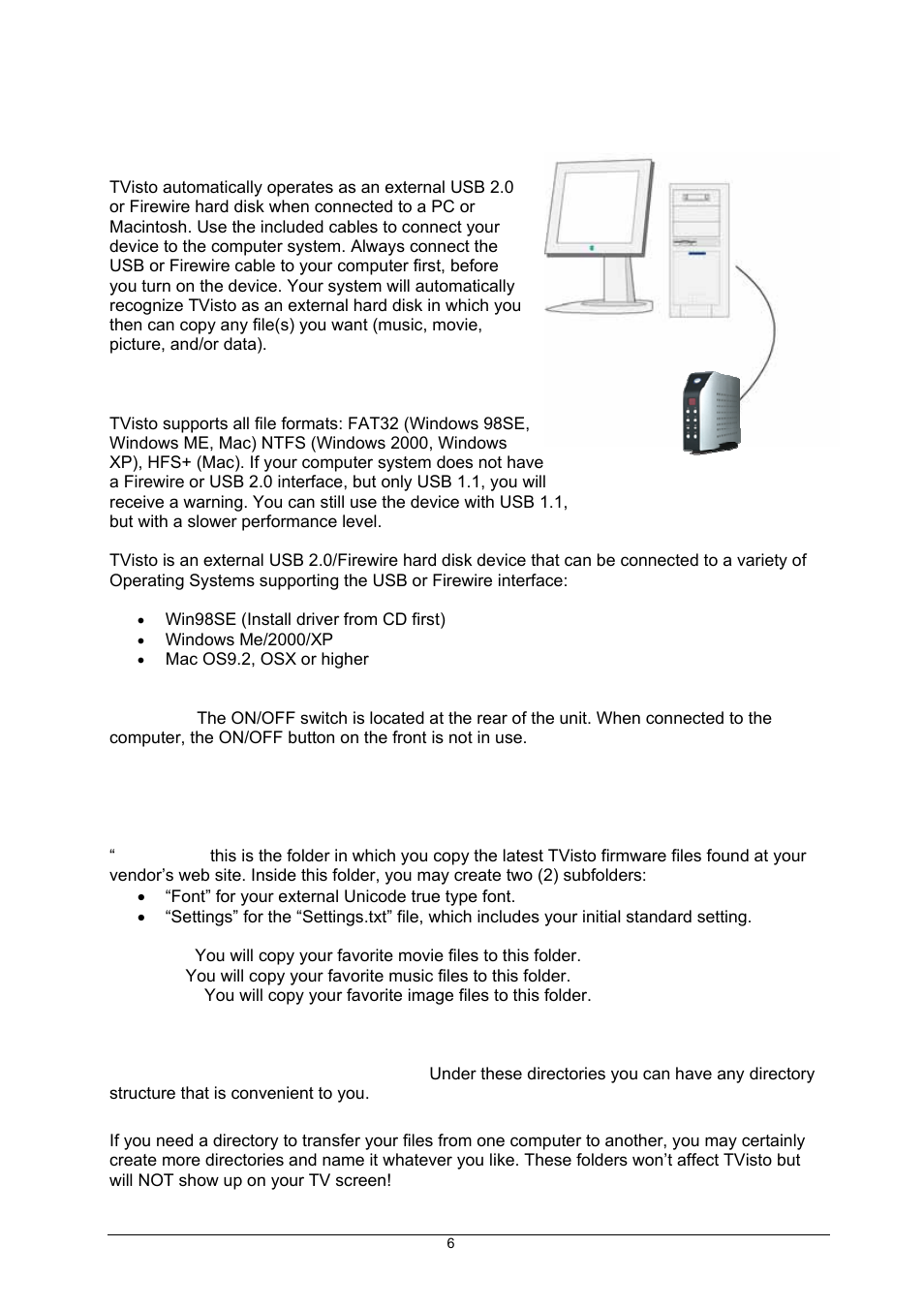 Pc/mac connection | Global Machinery Company TVisto User Manual | Page 11 / 31