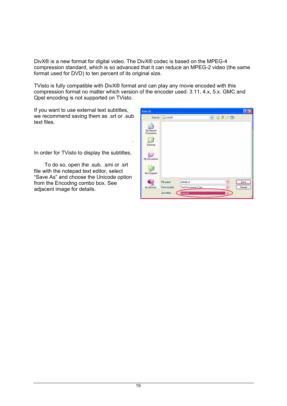 Divx compatibility | Global Machinery Company TVisto User Manual | Page 24 / 31