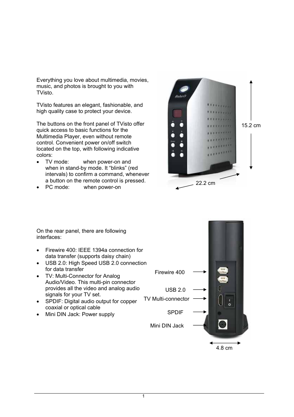 Features of tvisto, Exclusive design | Global Machinery Company TVisto User Manual | Page 6 / 31