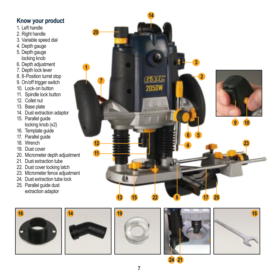 Know your product | Global Machinery Company MAG2050R User Manual | Page 7 / 16