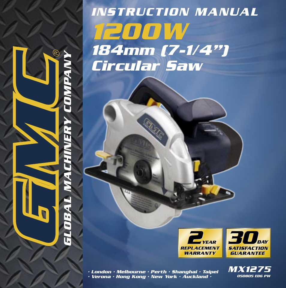 Global Machinery Company MX1275 User Manual | 12 pages