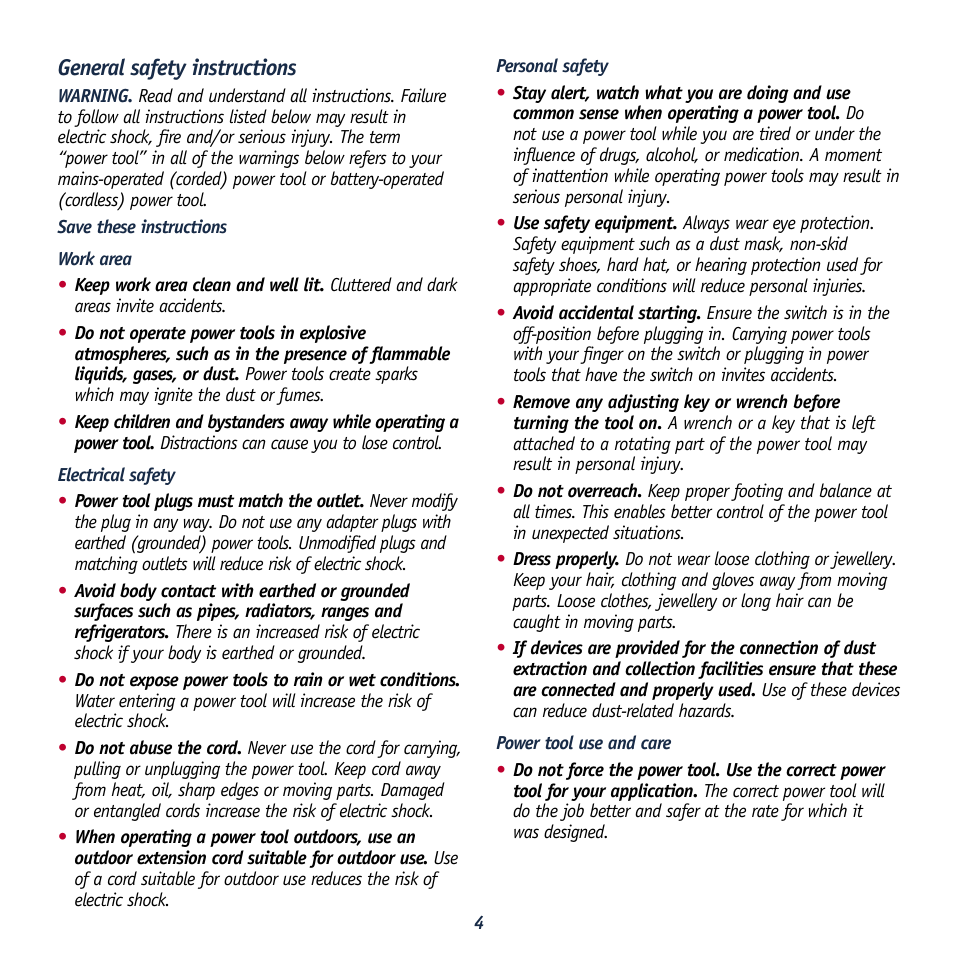 General safety instructions | Global Machinery Company MX1275 User Manual | Page 4 / 12