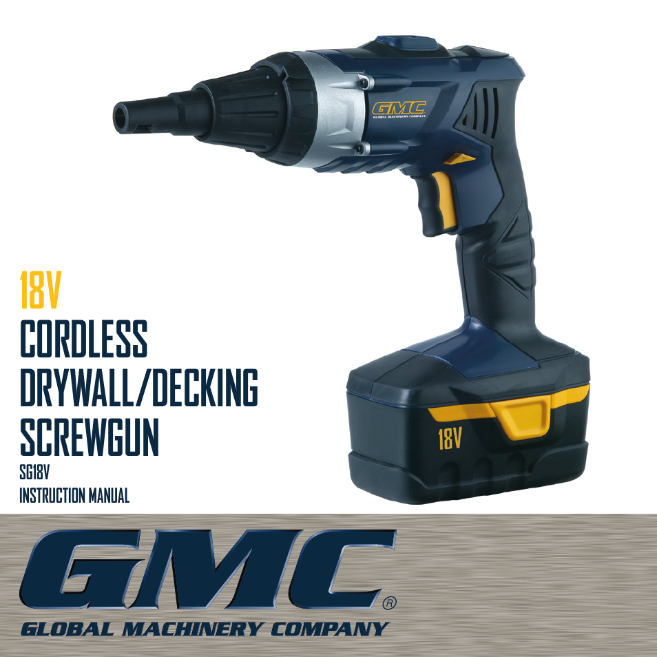Global Machinery Company SG18V User Manual | 16 pages