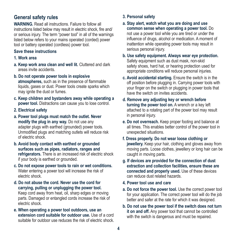 General safety rules | Global Machinery Company SG18V User Manual | Page 4 / 16