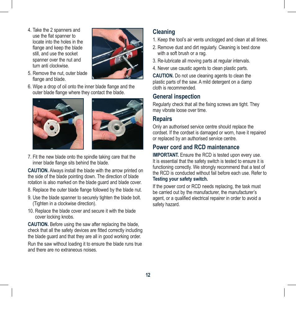 Global Machinery Company WTS550 User Manual | Page 12 / 16