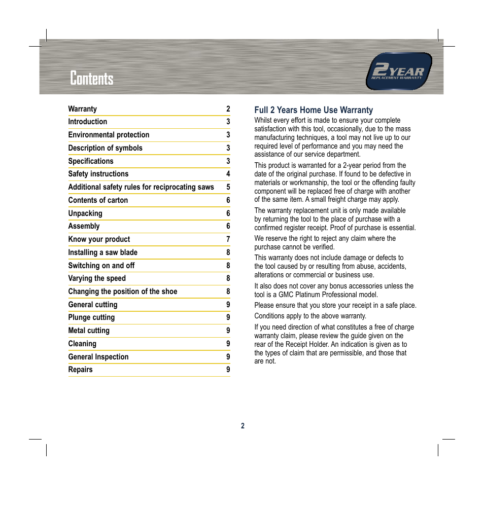 Global Machinery Company MXR56 User Manual | Page 2 / 12