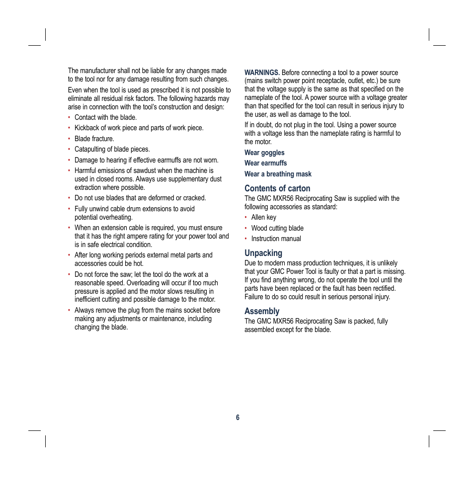 Global Machinery Company MXR56 User Manual | Page 6 / 12