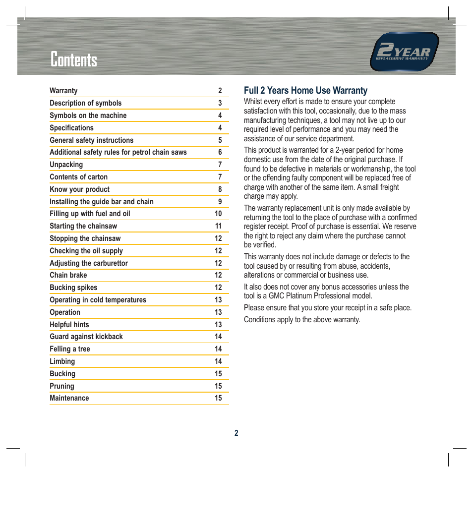 Global Machinery Company PCH37 User Manual | Page 2 / 20