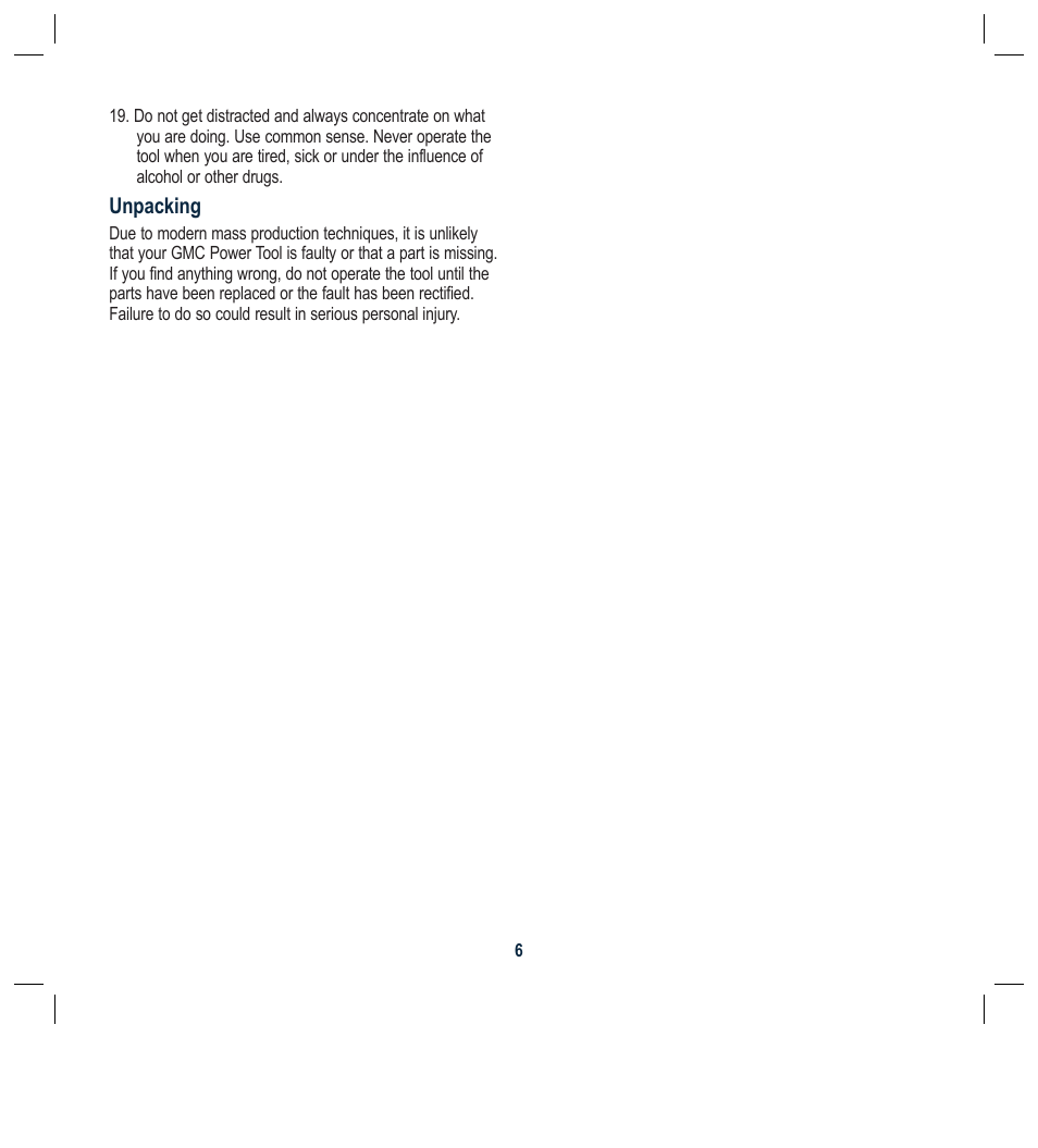 Unpacking | Global Machinery Company BL5000A User Manual | Page 6 / 12