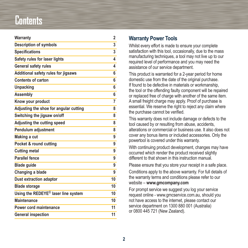 Global Machinery Company LS750P JM User Manual | Page 2 / 12