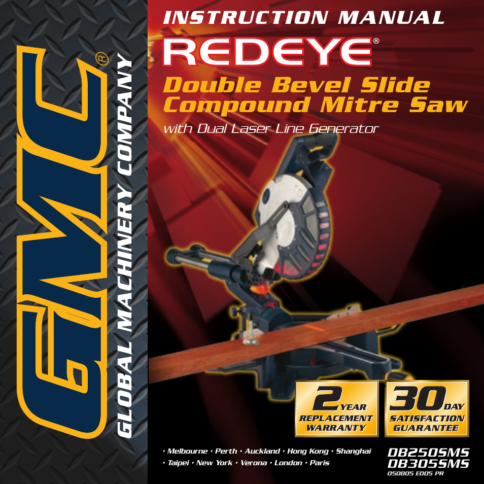 Global Machinery Company REDEYE DB305SMS User Manual | 24 pages