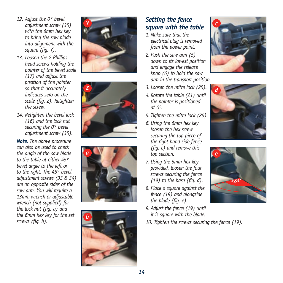 Setting the fence square with the table | Global Machinery Company REDEYE DB305SMS User Manual | Page 14 / 24