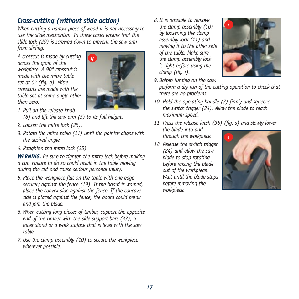 Cross-cutting (without slide action) | Global Machinery Company REDEYE DB305SMS User Manual | Page 17 / 24