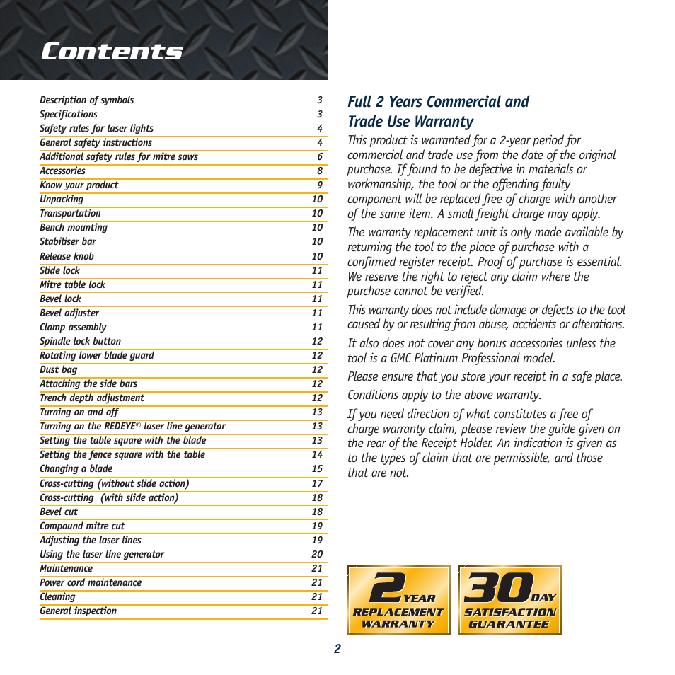 Global Machinery Company REDEYE DB305SMS User Manual | Page 2 / 24