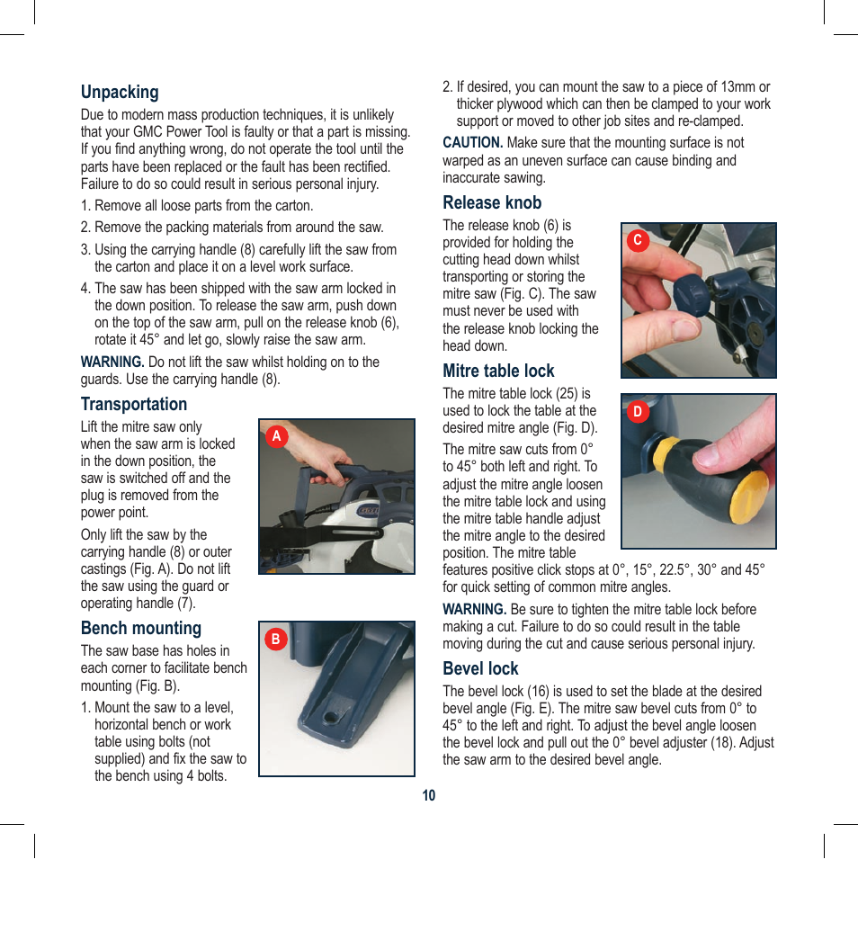Global Machinery Company CDB305MS User Manual | Page 10 / 20