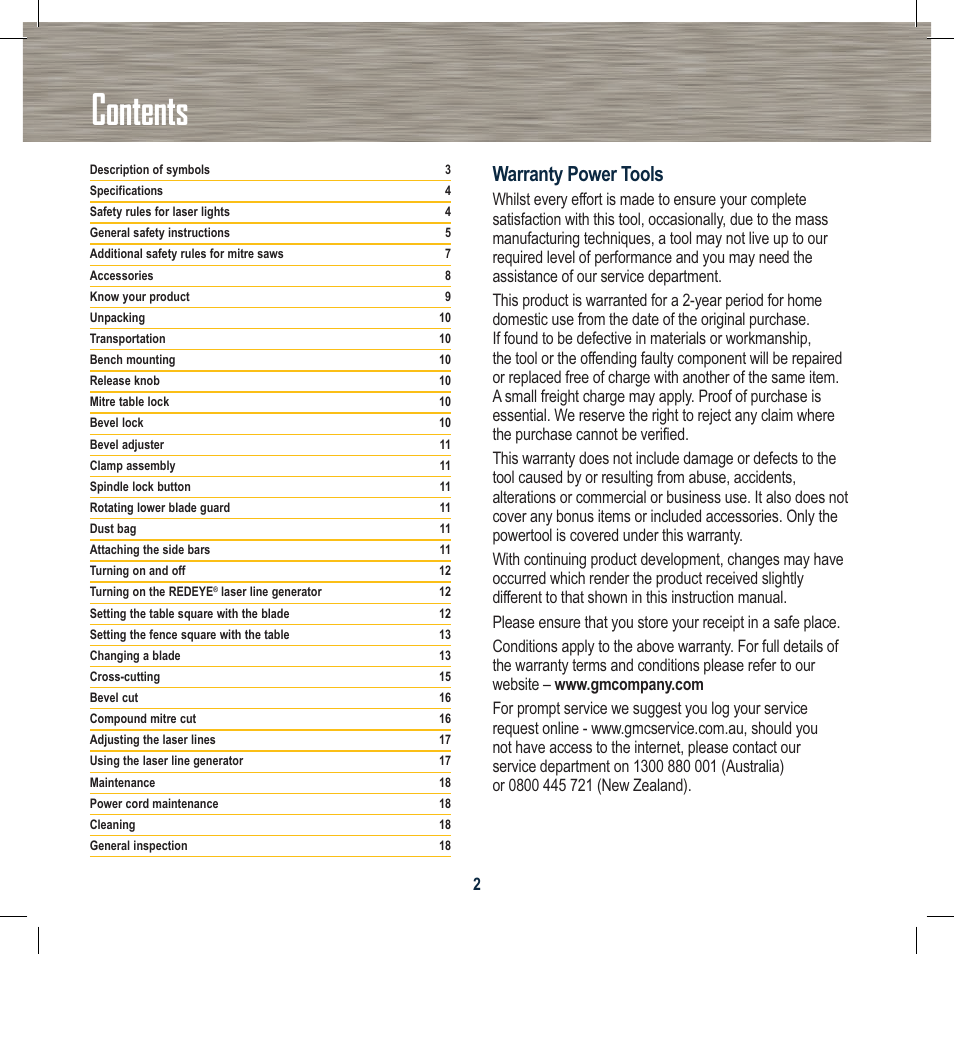 Global Machinery Company CDB305MS User Manual | Page 2 / 20