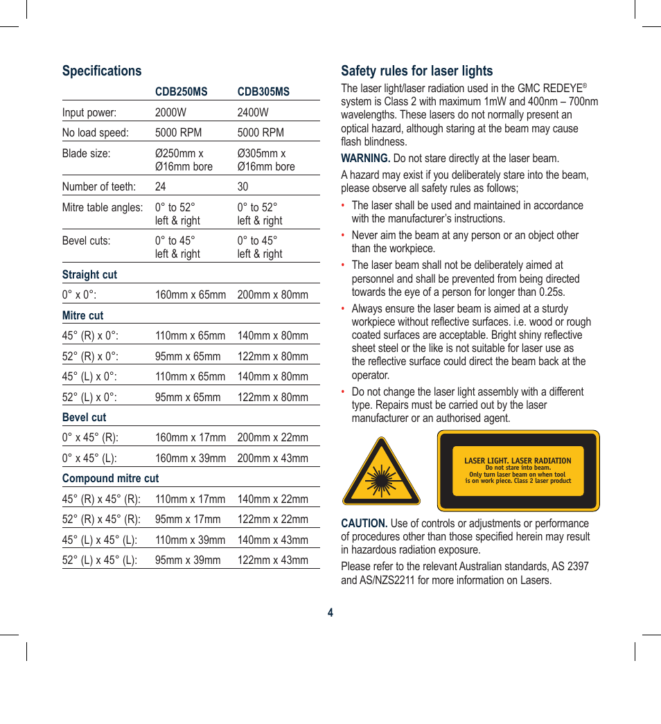 Global Machinery Company CDB305MS User Manual | Page 4 / 20