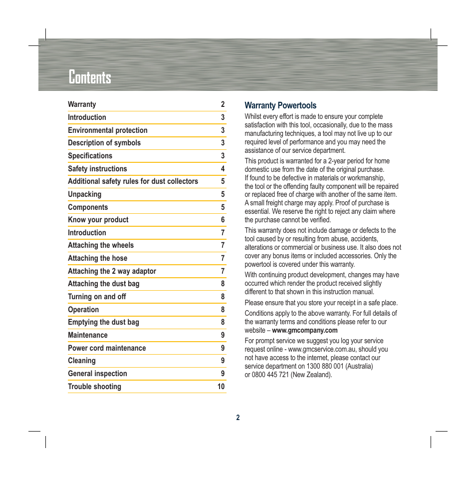 Global Machinery Company DC750 User Manual | Page 2 / 12