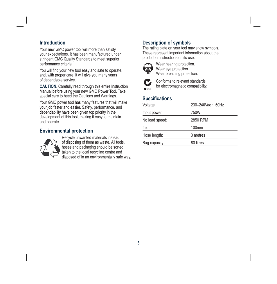 Global Machinery Company DC750 User Manual | Page 3 / 12