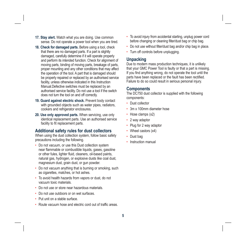 Global Machinery Company DC750 User Manual | Page 5 / 12