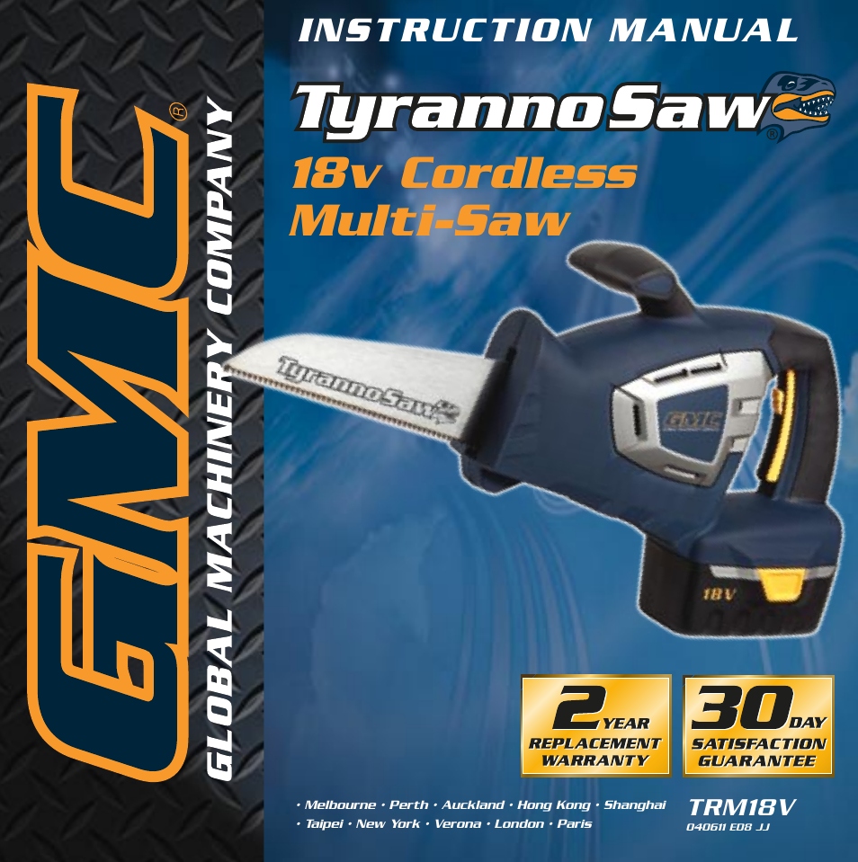 Global Machinery Company TRM18V User Manual | 12 pages